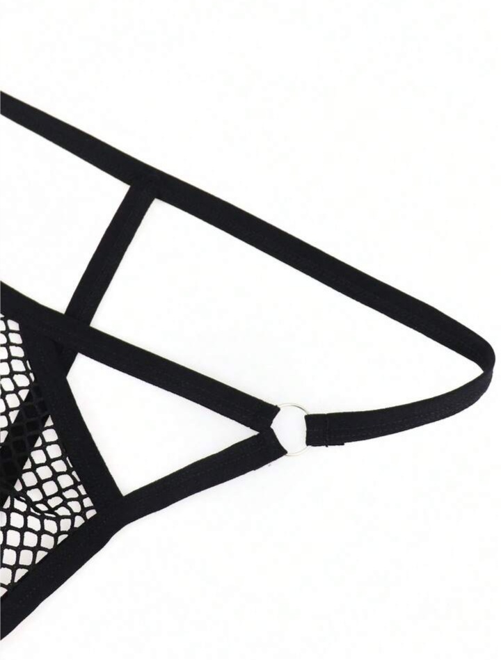 Men's Fashionable Black Mesh Lingerie, Waist-High Briefs For Men